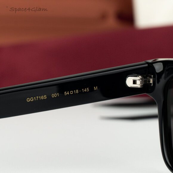 BRAND NEW Gucci GG1716S 001 Black Grey Square Unisex Sunglasses main image 6